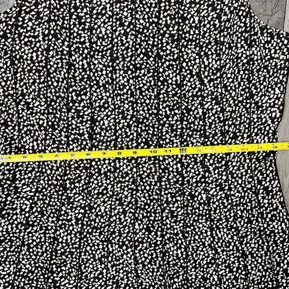 Z Studio Pleated Midi Dress Size 14 Black Cream Geometric Sleeveless Flowy Y2K
